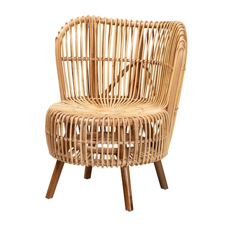 Bali & Pari Nagoya Modern Bohemian Natural Rattan Wide Seat Lounge Chair 235-13342-ZORO